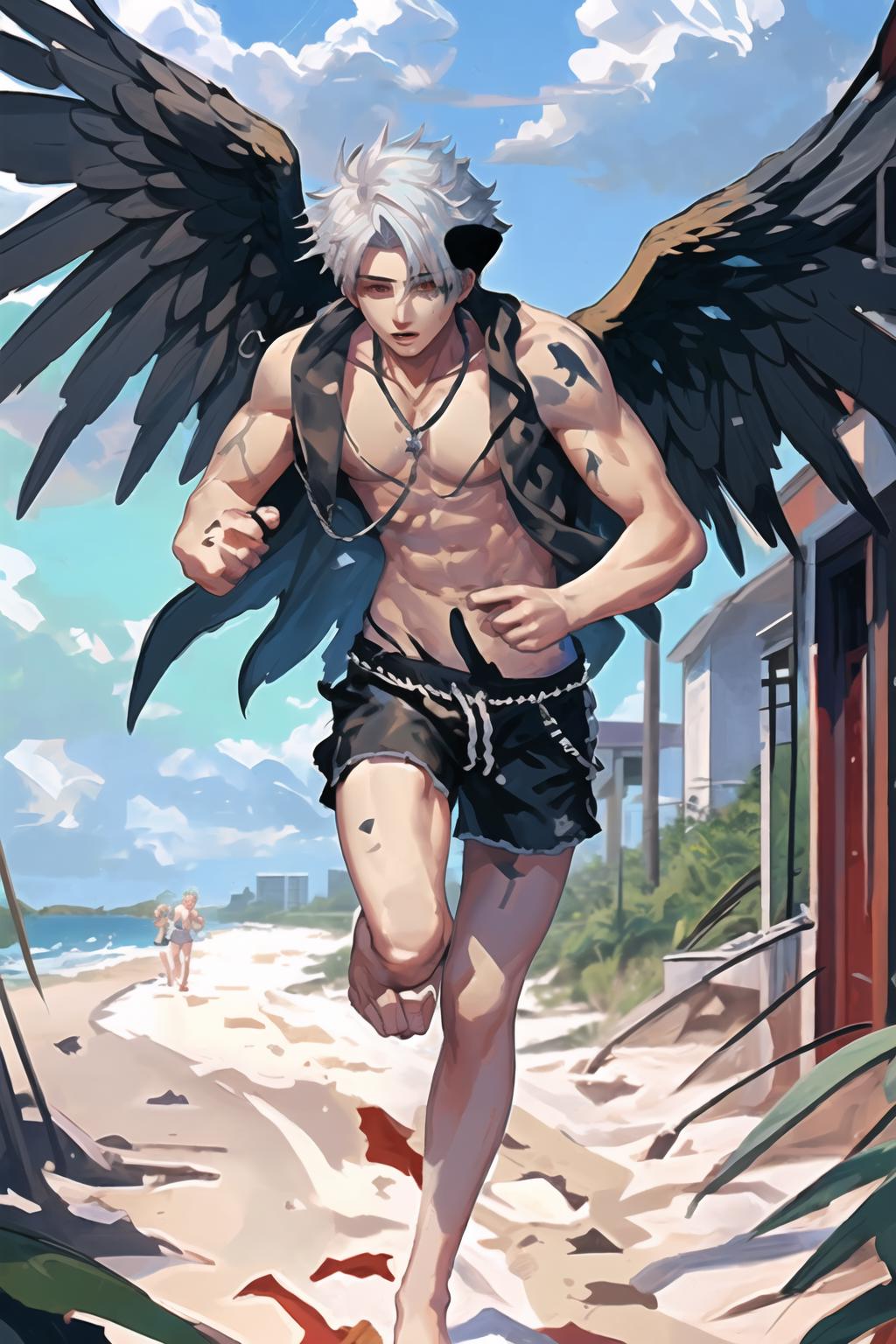 Anime Fallen Angel Male  Png Download  Anime Black Angel Wings  Transparent Png  vhv